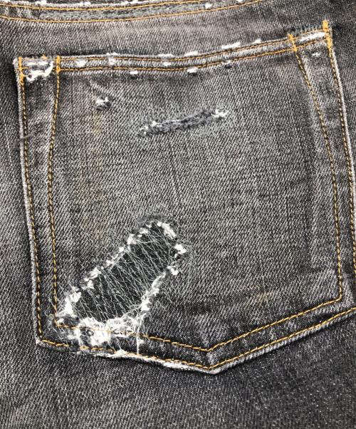 RRL（ダブルアールエル）RRL (ダブルアールエル) SLIM NARROW ダメージ加工デニムパンツ ブラック サイズ:30×30の古着・服飾アイテム