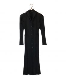 PLEATS PLEASE（プリーツプリーズ）の古着「プリーツ ショールカラー シャツワンピース」｜ブラック