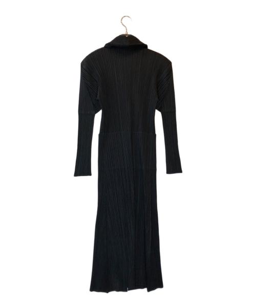 PLEATS PLEASE（プリーツプリーズ）PLEATS PLEASE (プリーツプリーズ) プリーツ ショールカラー シャツワンピース ブラック サイズ:2の古着・服飾アイテム