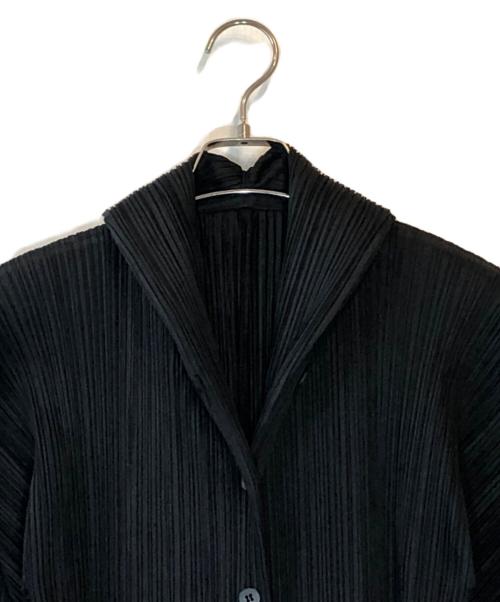 PLEATS PLEASE（プリーツプリーズ）PLEATS PLEASE (プリーツプリーズ) プリーツ ショールカラー シャツワンピース ブラック サイズ:2の古着・服飾アイテム