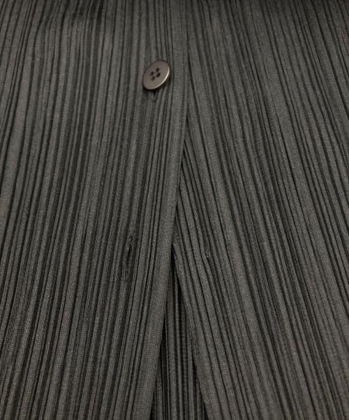 PLEATS PLEASE（プリーツプリーズ）PLEATS PLEASE (プリーツプリーズ) プリーツ ショールカラー シャツワンピース ブラック サイズ:2の古着・服飾アイテム