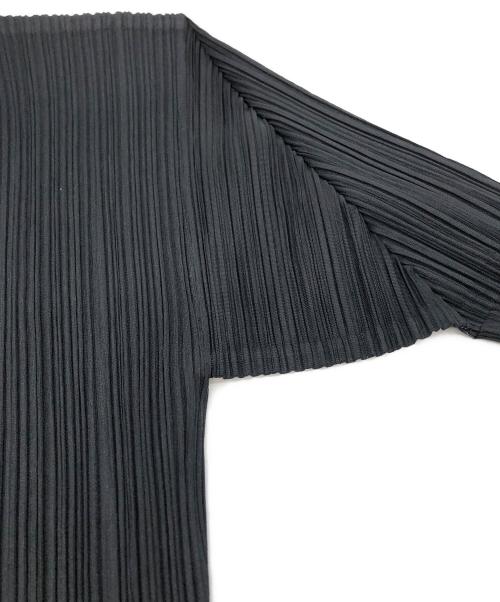 PLEATS PLEASE（プリーツプリーズ）PLEATS PLEASE (プリーツプリーズ) プリーツ ショールカラー シャツワンピース ブラック サイズ:2の古着・服飾アイテム