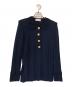 Yves Saint Laurent（イヴサンローラン）の古着「CROCHET COLLAR PEARL BUTTON KNIT」｜ネイビー