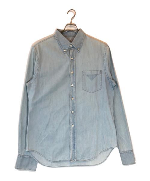 PRADA（プラダ）PRADA (プラダ) サイドロゴ コットンデニムシャツ インディゴ サイズ:43の古着・服飾アイテム