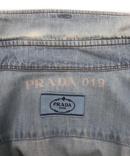 PRADA（プラダ）PRADA (プラダ) サイドロゴ コットンデニムシャツ インディゴ サイズ:43の古着・服飾アイテム