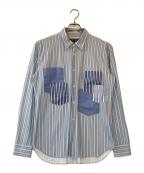 COMME des GARCONS HOMME DEUXコムデギャルソン オム ドゥ）の古着「ストレッチナイロン5ポケットストライプシャツ」｜ブルー