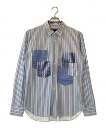 COMME des GARCONS HOMME DEUX（コムデギャルソン オム ドゥ）の古着「ストレッチナイロン5ポケットストライプシャツ」｜ブルー
