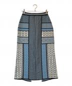Mame Kurogouchiマメクロゴウチ）の古着「Geometric Pattern Knitted Skir」｜ブルー