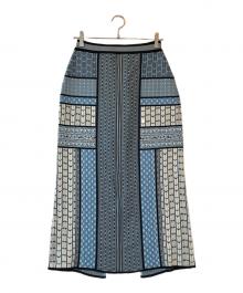 Mame Kurogouchi（マメクロゴウチ）の古着「Geometric Pattern Knitted Skir」｜ブルー