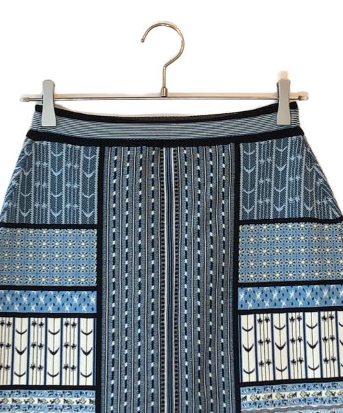 Mame Kurogouchi（マメクロゴウチ）mame kurogouchi (マメクロゴウチ) Geometric Pattern Knitted Skir ブルー サイズ:2の古着・服飾アイテム