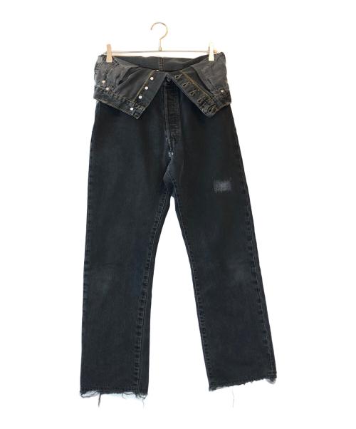 Quito（キト）QUITO (キト) ダブルウエストデニムパンツ ブラック サイズ:1の古着・服飾アイテム