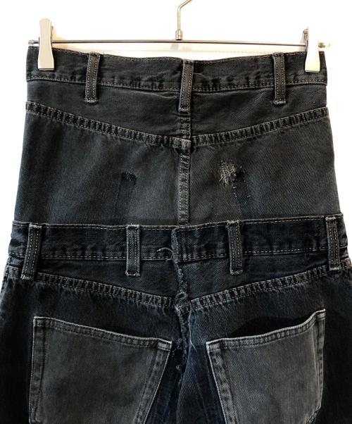 Quito（キト）QUITO (キト) ダブルウエストデニムパンツ ブラック サイズ:1の古着・服飾アイテム