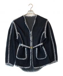 Mame Kurogouchi（マメクロゴウチ）の古着「Double Face Floral Detail Knitted Jacket」｜グレー