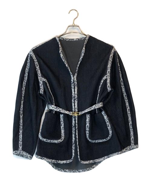 Mame Kurogouchi（マメクロゴウチ）mame kurogouchi (マメクロゴウチ) Double Face Floral Detail Knitted Jacket グレー サイズ:2の古着・服飾アイテム