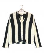 stussyステューシー）の古着「Stripe Brushed Cardigan Purple」｜ネイビー×アイボリー