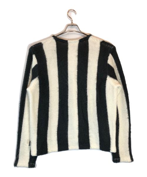 stussy（ステューシー）stussy (ステューシー) Stripe Brushed Cardigan Purple ネイビー×アイボリー サイズ:Mの古着・服飾アイテム