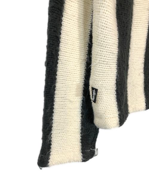 stussy（ステューシー）stussy (ステューシー) Stripe Brushed Cardigan Purple ネイビー×アイボリー サイズ:Mの古着・服飾アイテム
