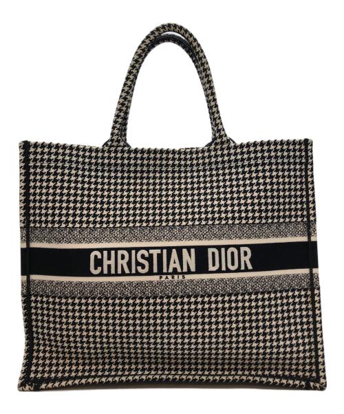 Christian Dior（クリスチャン ディオール）Christian Dior (クリスチャン ディオール) ブックトート ラージ トートバッグ ホワイト×ブラックの古着・服飾アイテム