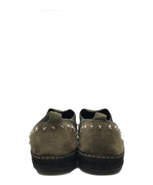 JIMMY CHOO（ジミーチュウ）JIMMY CHOO (ジミーチュウ) スタッズスウェードエスパドリーユ カーキ サイズ:43の古着・服飾アイテム