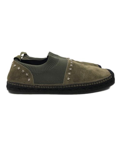 JIMMY CHOO（ジミーチュウ）JIMMY CHOO (ジミーチュウ) スタッズスウェードエスパドリーユ カーキ サイズ:43の古着・服飾アイテム
