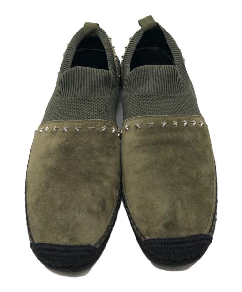 JIMMY CHOO（ジミーチュウ）JIMMY CHOO (ジミーチュウ) スタッズスウェードエスパドリーユ カーキ サイズ:43の古着・服飾アイテム