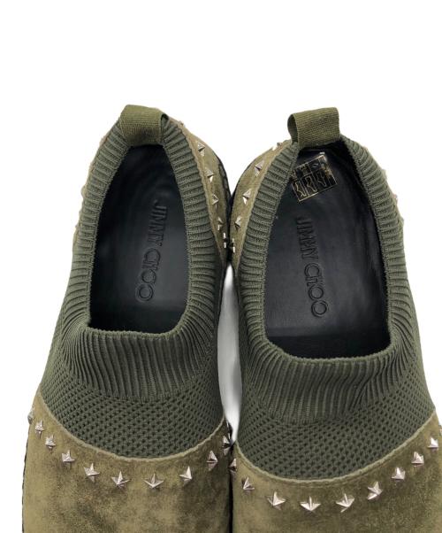 JIMMY CHOO（ジミーチュウ）JIMMY CHOO (ジミーチュウ) スタッズスウェードエスパドリーユ カーキ サイズ:43の古着・服飾アイテム