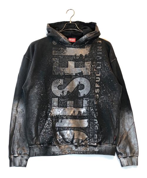 DIESEL by Glenn Martens（ディーゼル バイ グレン マーティンス）DIESEL by Glenn Martens (ディーゼル バイ グレン マーティンス) Metallic hoodie with logo グレー サイズ:Mの古着・服飾アイテム
