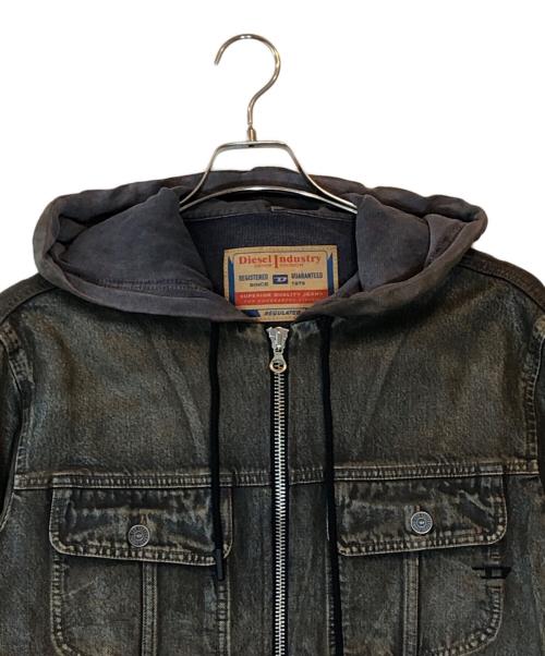 DIESEL（ディーゼル）DIESEL (ディーゼル) フーディーデニムジャケット ブラウン サイズ:Sの古着・服飾アイテム