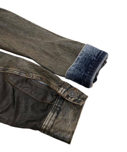 DIESEL（ディーゼル）DIESEL (ディーゼル) フーディーデニムジャケット ブラウン サイズ:Sの古着・服飾アイテム