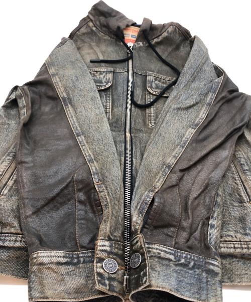 DIESEL（ディーゼル）DIESEL (ディーゼル) フーディーデニムジャケット ブラウン サイズ:Sの古着・服飾アイテム