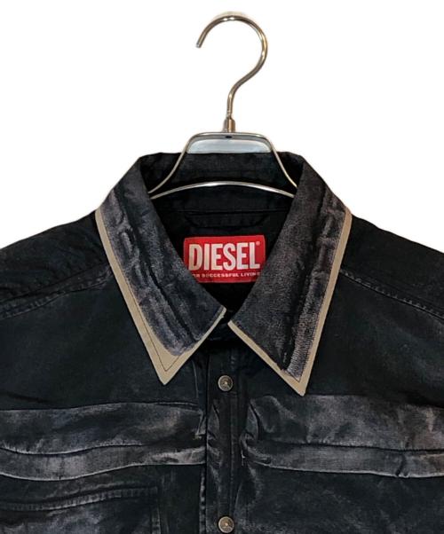 DIESEL（ディーゼル）DIESEL (ディーゼル) フェードプリントワークシャツ ブラック サイズ:46の古着・服飾アイテム