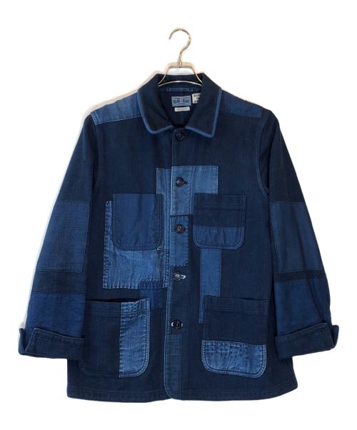 BLUE BLUE（ブルーブルー）BLUE BLUE (ブルーブルー) ホンアイ刺し子ネンリンパッチワークカバーオールジャケット ネイビー サイズ:３の古着・服飾アイテム