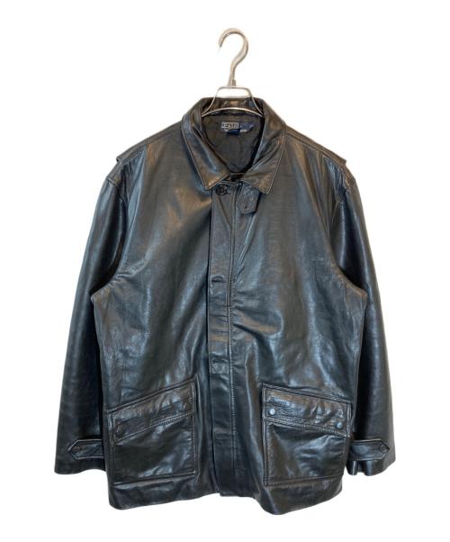 POLO RALPH LAUREN（ポロ・ラルフローレン）POLO RALPH LAUREN (ポロ・ラルフローレン) ポニーなしレザーカーコート ブラック サイズ:Lの古着・服飾アイテム