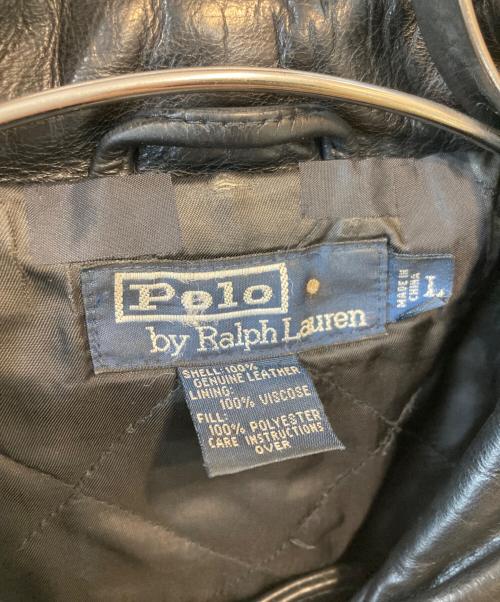 POLO RALPH LAUREN（ポロ・ラルフローレン）POLO RALPH LAUREN (ポロ・ラルフローレン) ポニーなしレザーカーコート ブラック サイズ:Lの古着・服飾アイテム