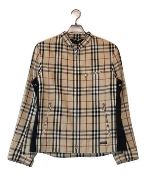 BURBERRY BLACK LABEL（バーバリーブラックレーベル）BURBERRY BLACK LABEL (バーバリーブラックレーベル) ノバチェック ライダースジャケット ベージュ サイズ:Mの古着・服飾アイテム