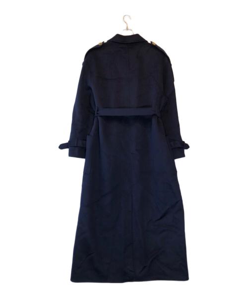ELISABETTA FRANCHI（エリザベッタフランキ）ELISABETTA FRANCHI (エリザベッタフランキ) Pure Wool Double-Breasted Belted Coat ネイビー サイズ:48の古着・服飾アイテム