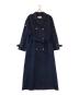 ELISABETTA FRANCHI（エリザベッタフランキ）の古着「Pure Wool Double-Breasted Belted Coat」｜ネイビー
