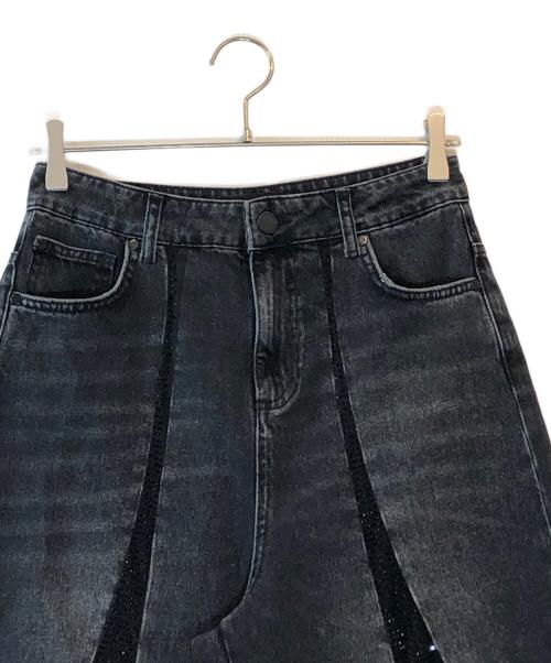 Gaëlle Paris NOIR（ガエル パリ ノワール）Gaëlle Paris NOIR (ガエル パリ ノワール) ワイドデニムパンツ ブラック サイズ:26の古着・服飾アイテム