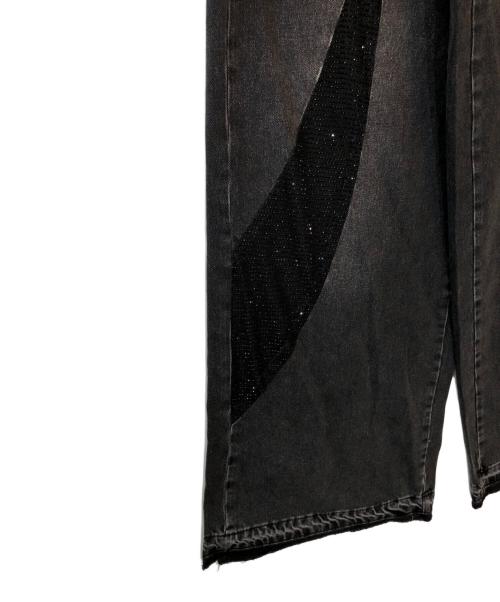 Gaëlle Paris NOIR（ガエル パリ ノワール）Gaëlle Paris NOIR (ガエル パリ ノワール) ワイドデニムパンツ ブラック サイズ:26の古着・服飾アイテム