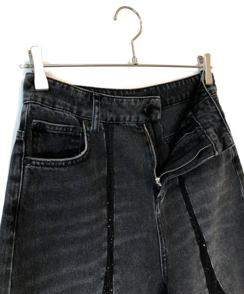 Gaëlle Paris NOIR（ガエル パリ ノワール）Gaëlle Paris NOIR (ガエル パリ ノワール) ワイドデニムパンツ ブラック サイズ:26の古着・服飾アイテム