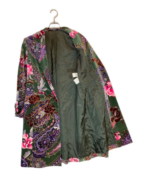 LEONARD FASHION（レオナールファッション）LEONARD FASHION (レオナールファッション) ベルベット総柄コート グリーン サイズ:11ARの古着・服飾アイテム
