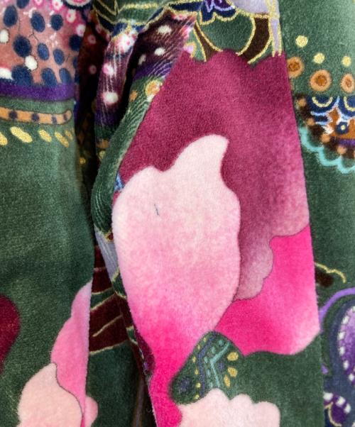 LEONARD FASHION（レオナールファッション）LEONARD FASHION (レオナールファッション) ベルベット総柄コート グリーン サイズ:11ARの古着・服飾アイテム