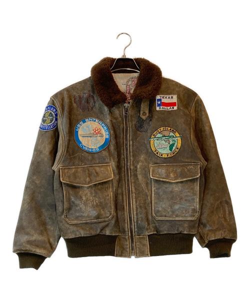 USED（USED）USED (USED) パッチ付きフライトジャケット ブラウン サイズ:下記参照の古着・服飾アイテム