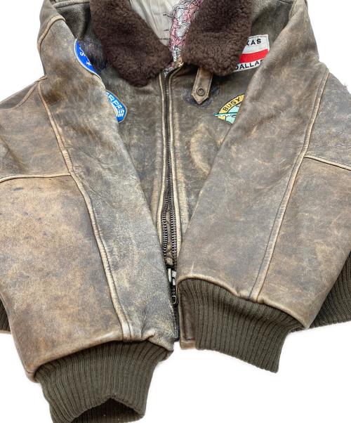 USED（USED）USED (USED) パッチ付きフライトジャケット ブラウン サイズ:下記参照の古着・服飾アイテム