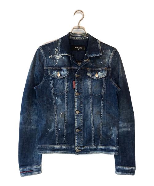 DSQUARED2（ディースクエアード）DSQUARED2 (ディースクエアード) paint denim jacket インディゴ サイズ:46の古着・服飾アイテム