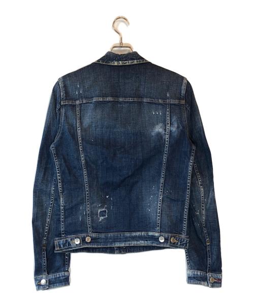 DSQUARED2（ディースクエアード）DSQUARED2 (ディースクエアード) paint denim jacket インディゴ サイズ:46の古着・服飾アイテム