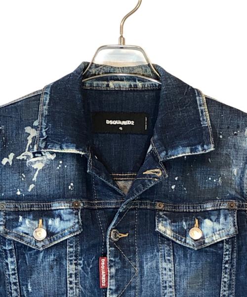 DSQUARED2（ディースクエアード）DSQUARED2 (ディースクエアード) paint denim jacket インディゴ サイズ:46の古着・服飾アイテム