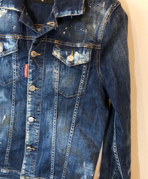 DSQUARED2（ディースクエアード）DSQUARED2 (ディースクエアード) paint denim jacket インディゴ サイズ:46の古着・服飾アイテム