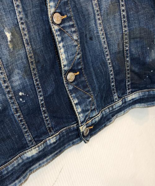 DSQUARED2（ディースクエアード）DSQUARED2 (ディースクエアード) paint denim jacket インディゴ サイズ:46の古着・服飾アイテム