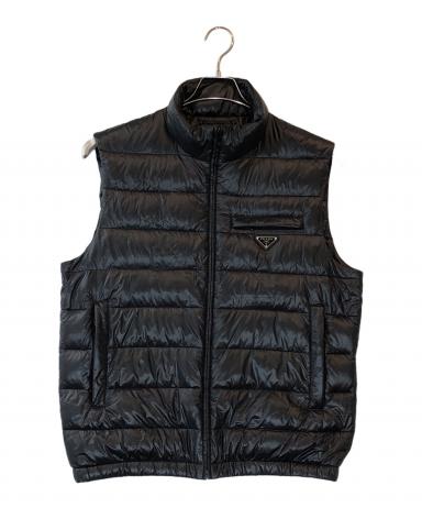 未使用級極美品　PRADA プラダ　ダウンベスト　ブラック　50 XL 三角ロゴ 中古・古着通販】PRADA (プラダ) ロゴプレートダウンベスト ブラック